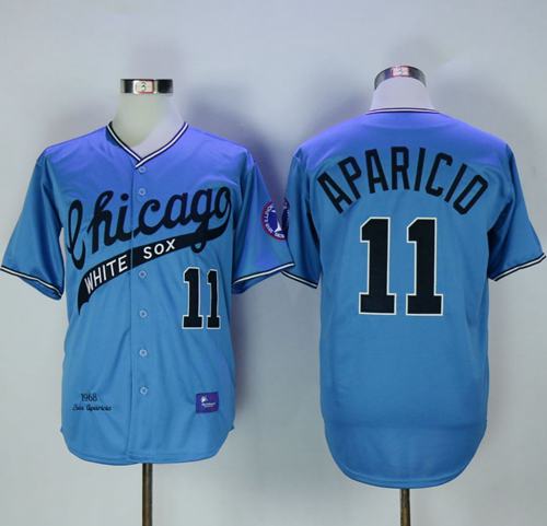 Mitchell And Ness 1968 White Sox #11 Luis Aparicio Blue Throwback Stitched MLB Jersey - Click Image to Close